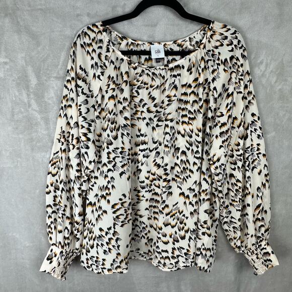 CAbi Tops - Cabi Top Womens Large Round Trip Safari Leopard Print Long Sleeve Blouse Career